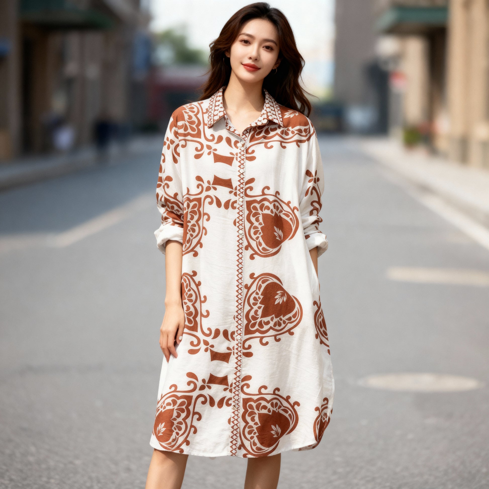 Floral Print Viscose-Linen Shirt Dress – Multiple Colors