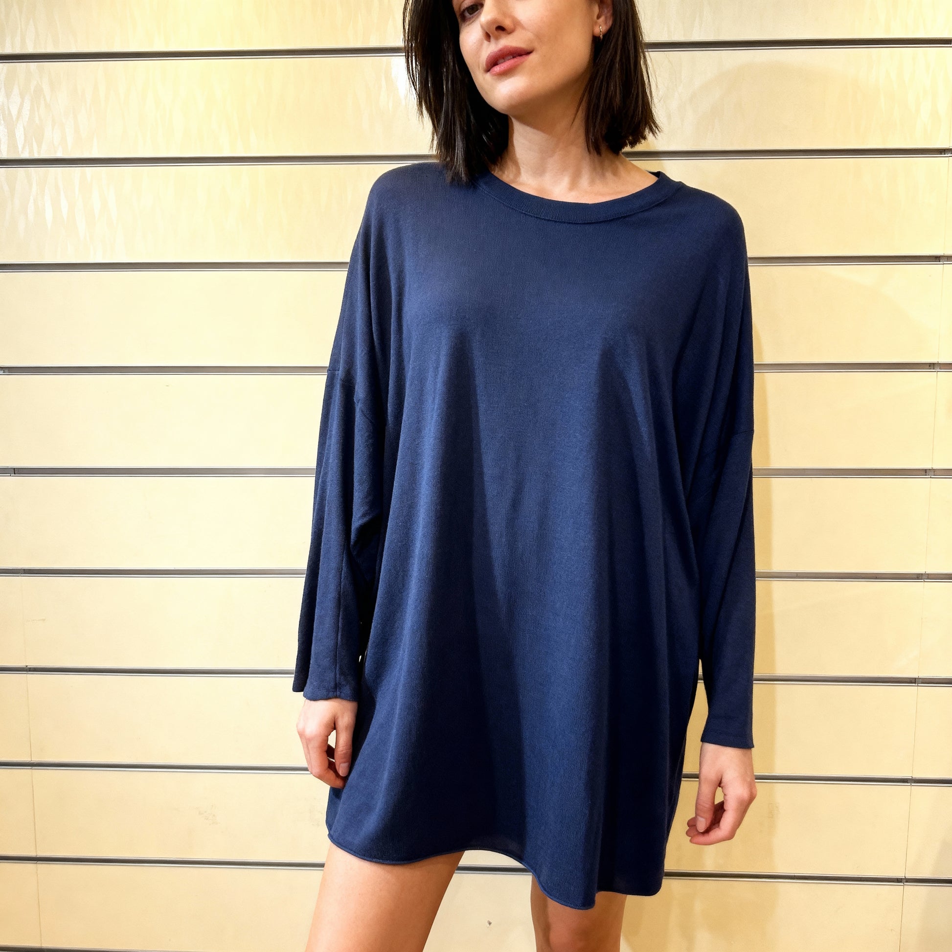 Oversized Long Sleeve Knit Top – Rich Color Selection