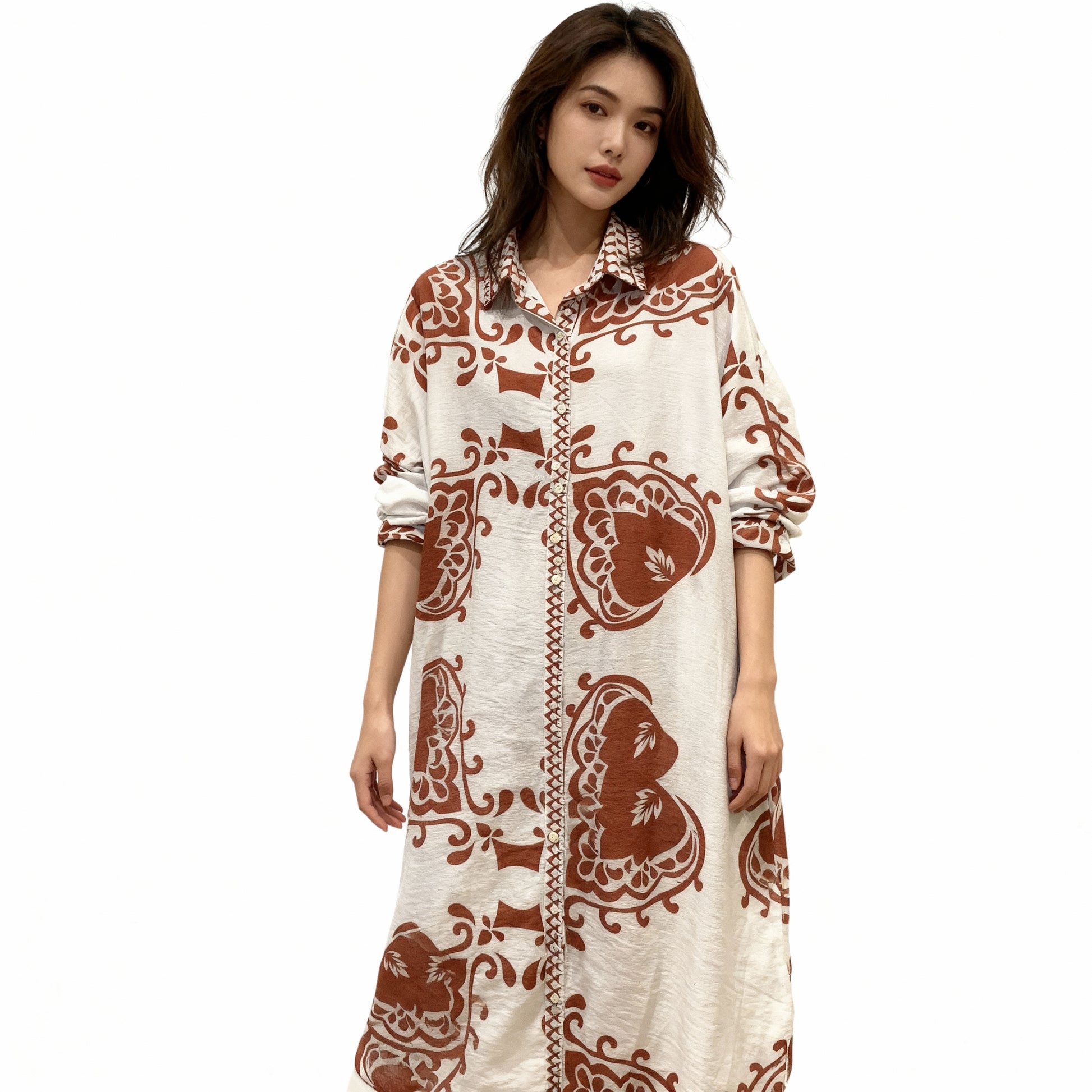 Floral Print Viscose-Linen Shirt Dress – Multiple Colors