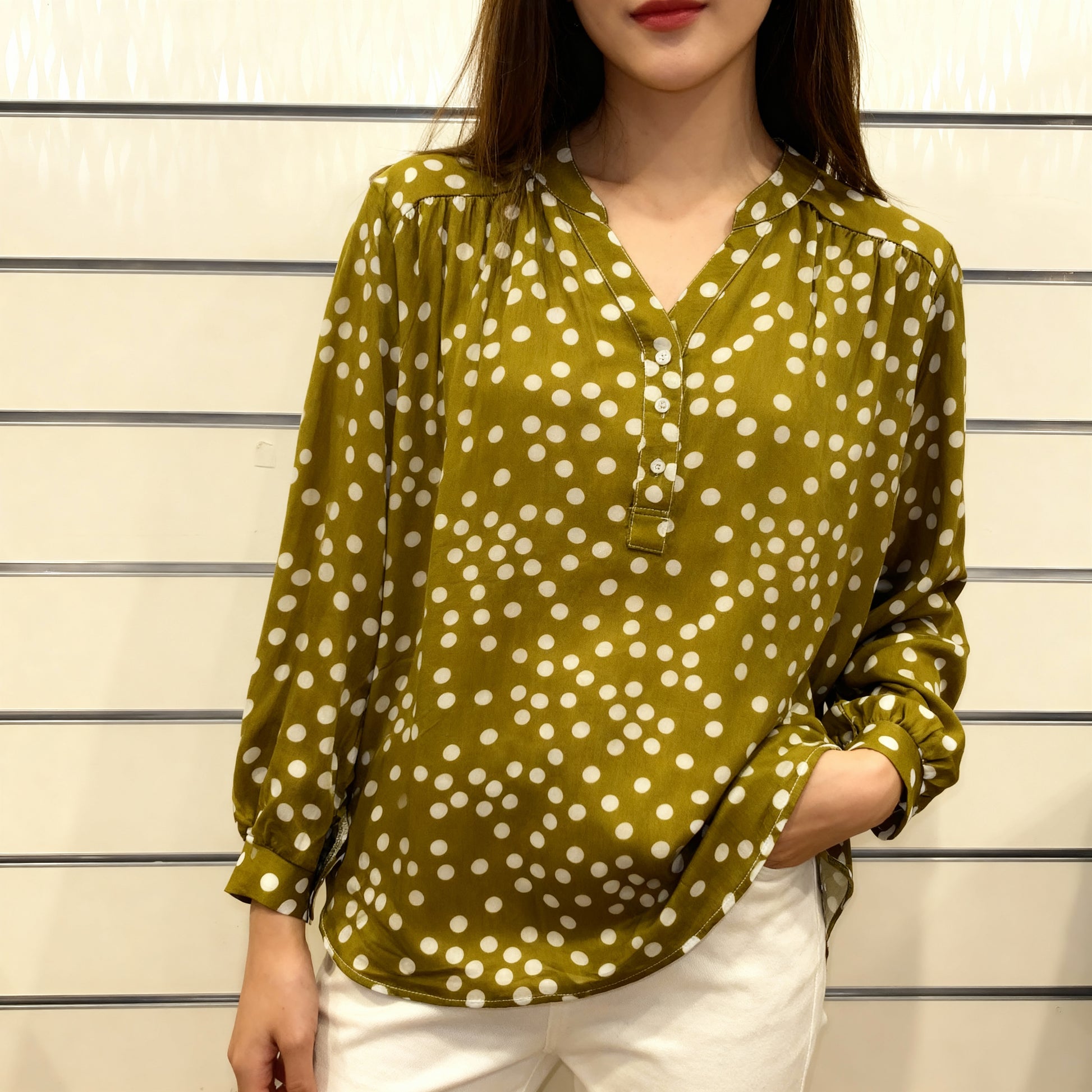 Polka Dot Viscose Long Tunic Top