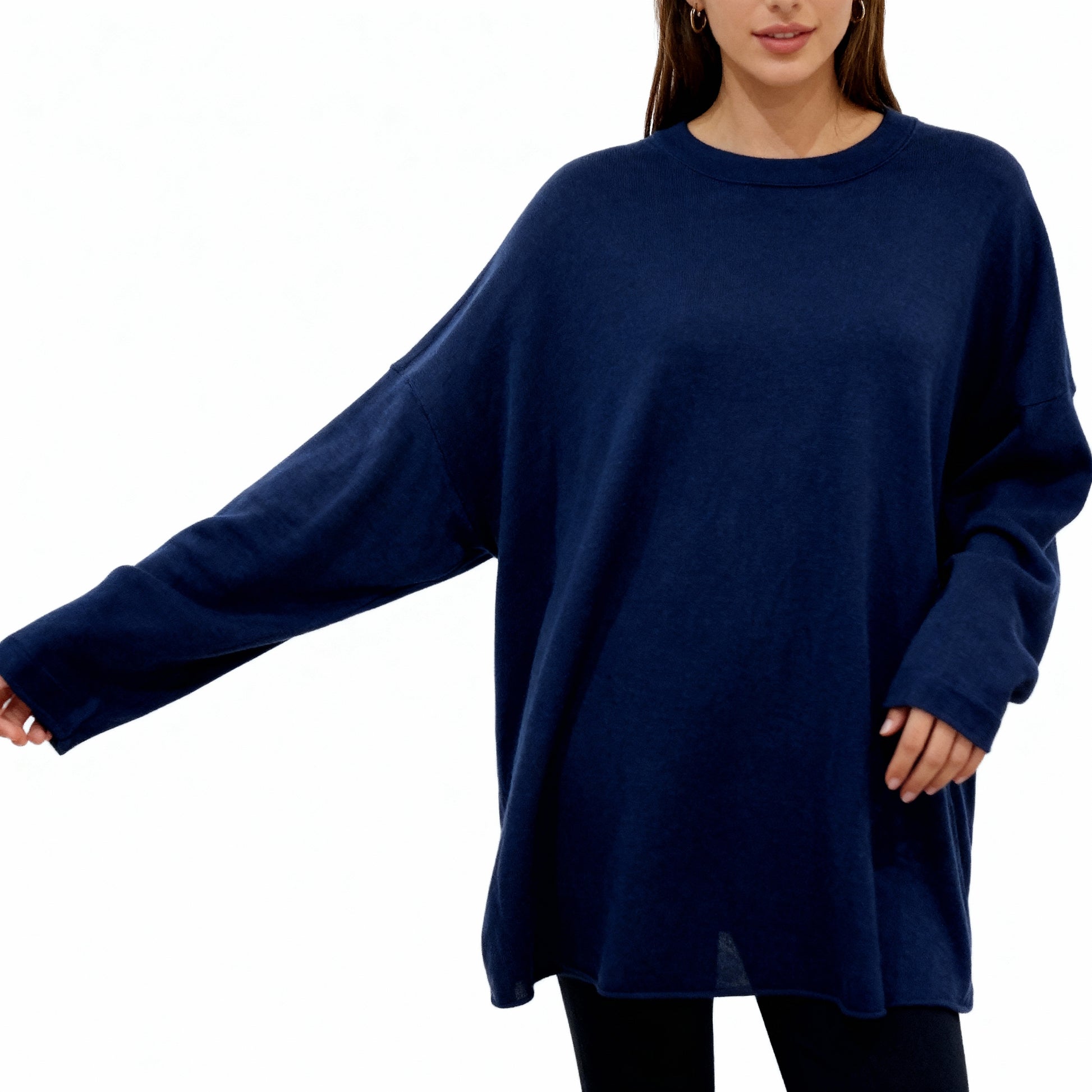 Oversized Long Sleeve Knit Top – Rich Color Selection