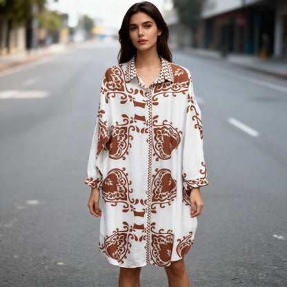 Oversized Printed Shirt Dress – Multi-Color Selection