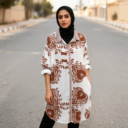 Oversized Printed Shirt Dress – Multi-Color Selection
