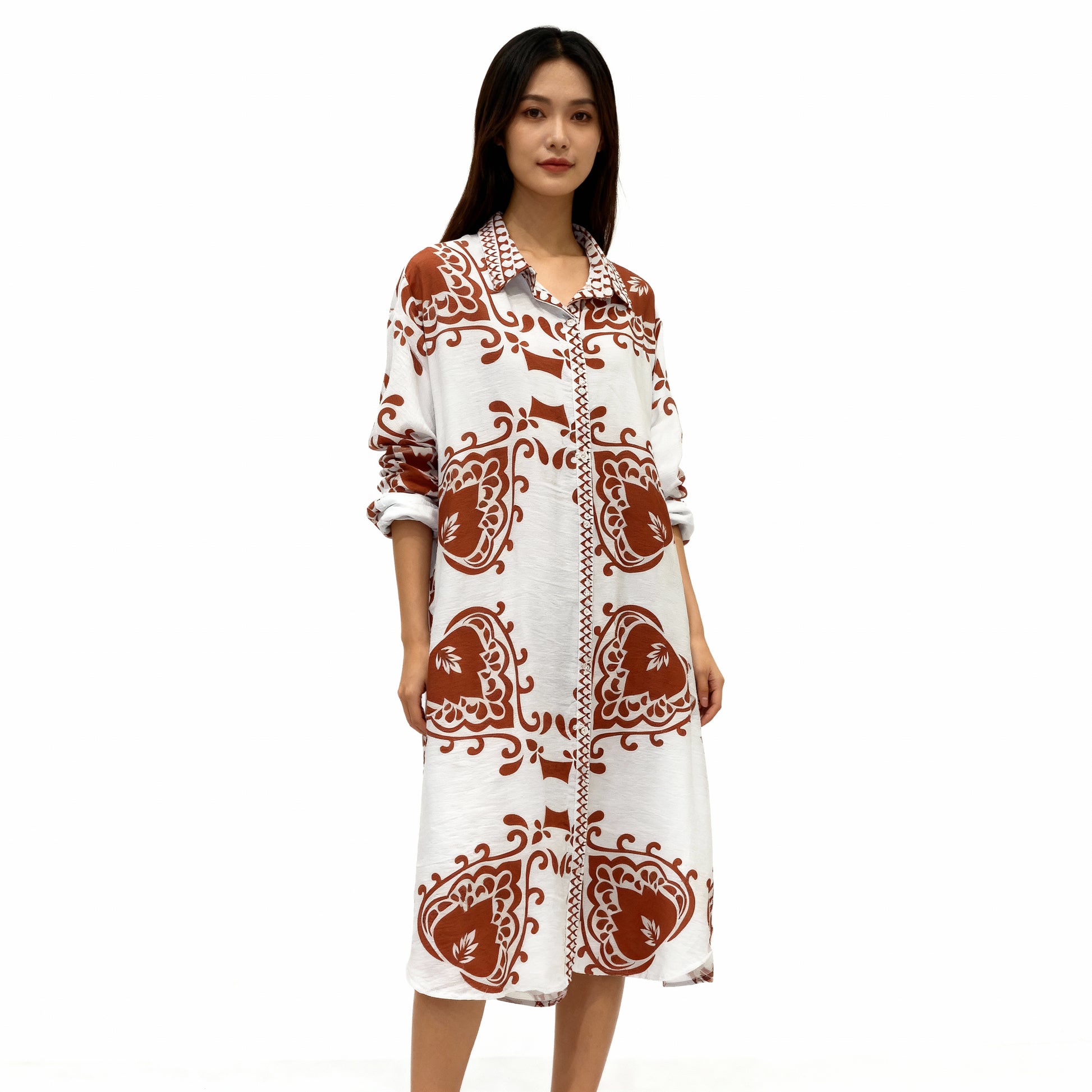 Oversized Printed Shirt Dress – Multi-Color Selection
