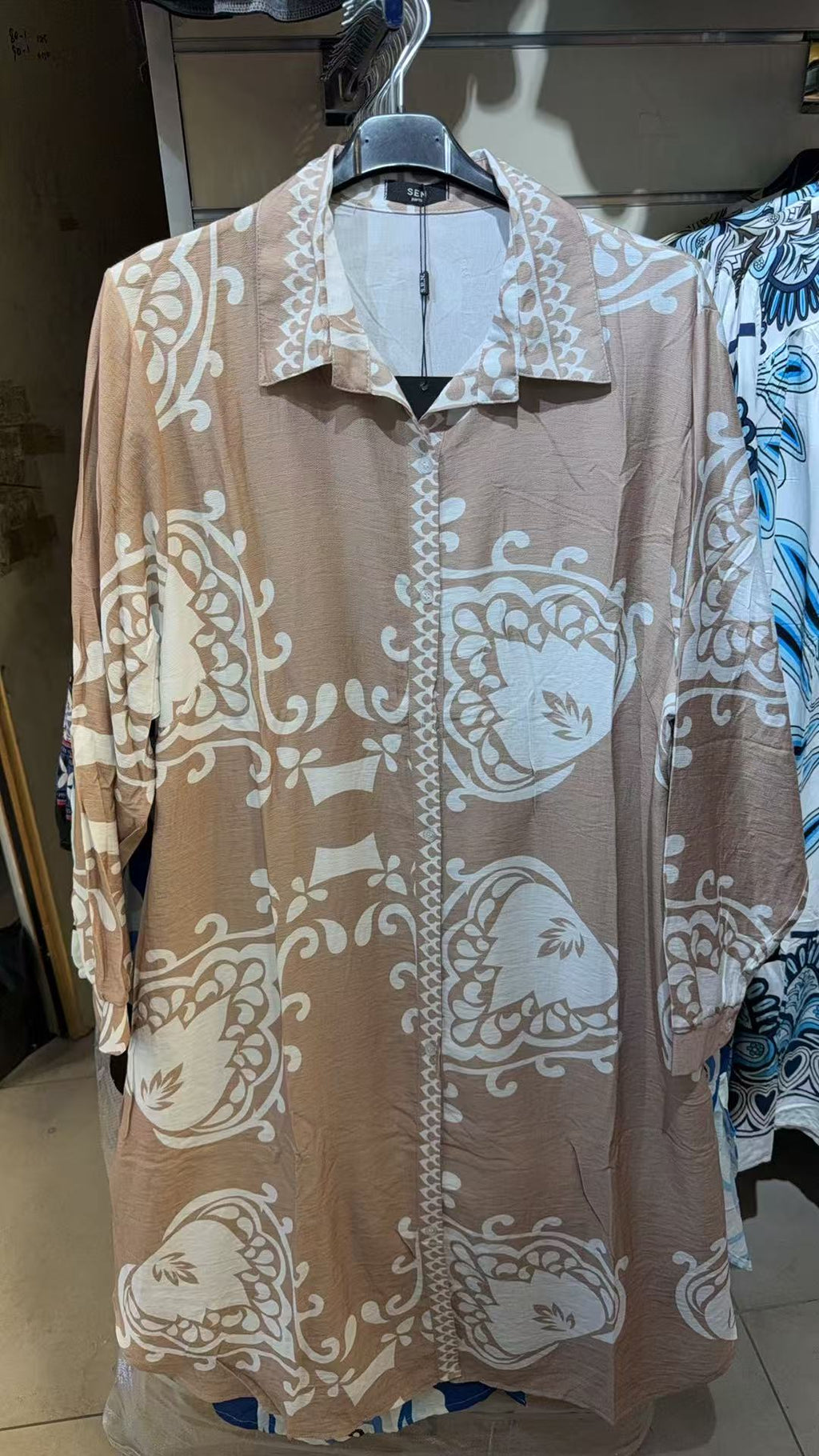 Aria Baroque Print Shirt Dress - Midi Button-Down Dress