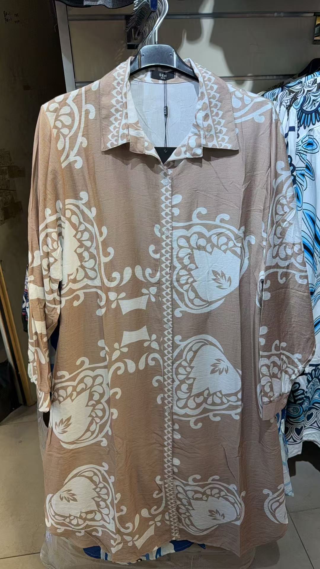 Aria Baroque Print Shirt Dress - Midi Button-Down Dress