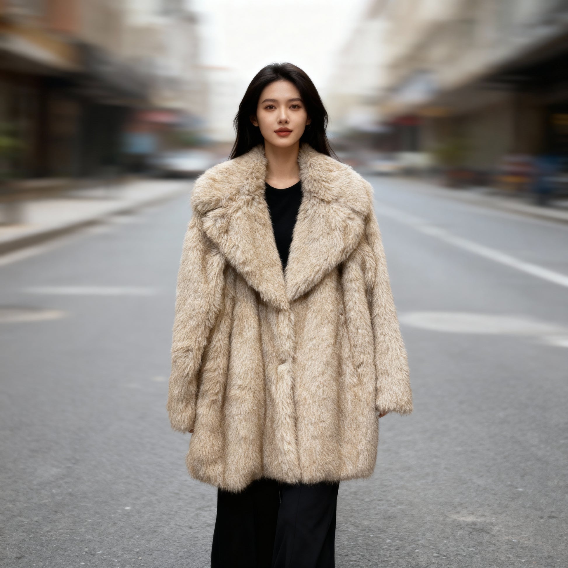 Faux Fur Oversized Coat – Elegant Winter Outerwear