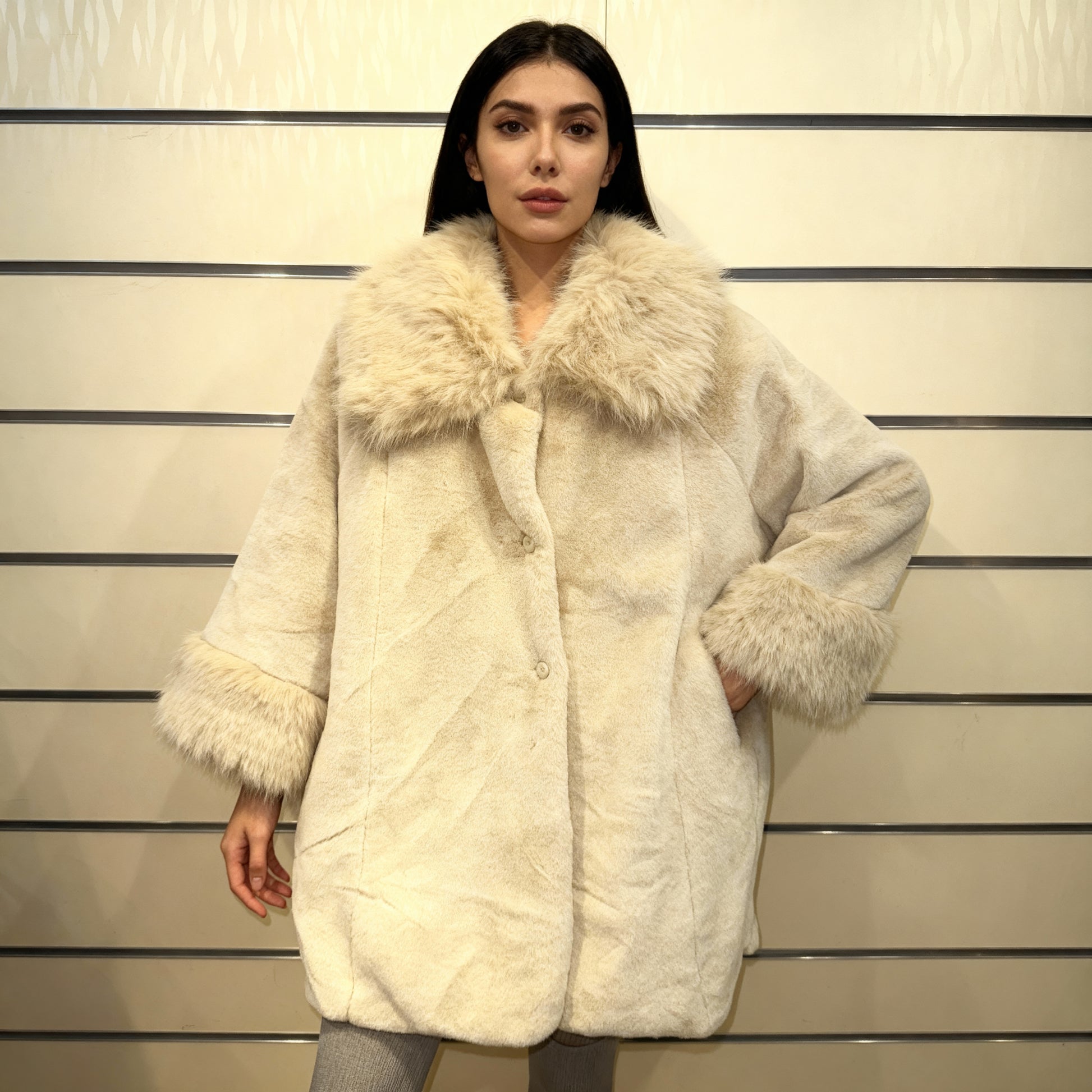 Faux Fur Collar Oversized Winter Coat