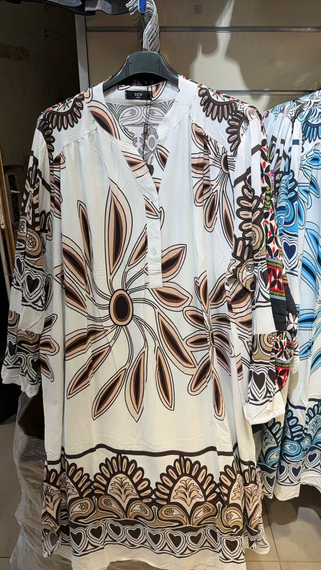 Nova Artistic Print Tunic - Boho V-Neck Blouse