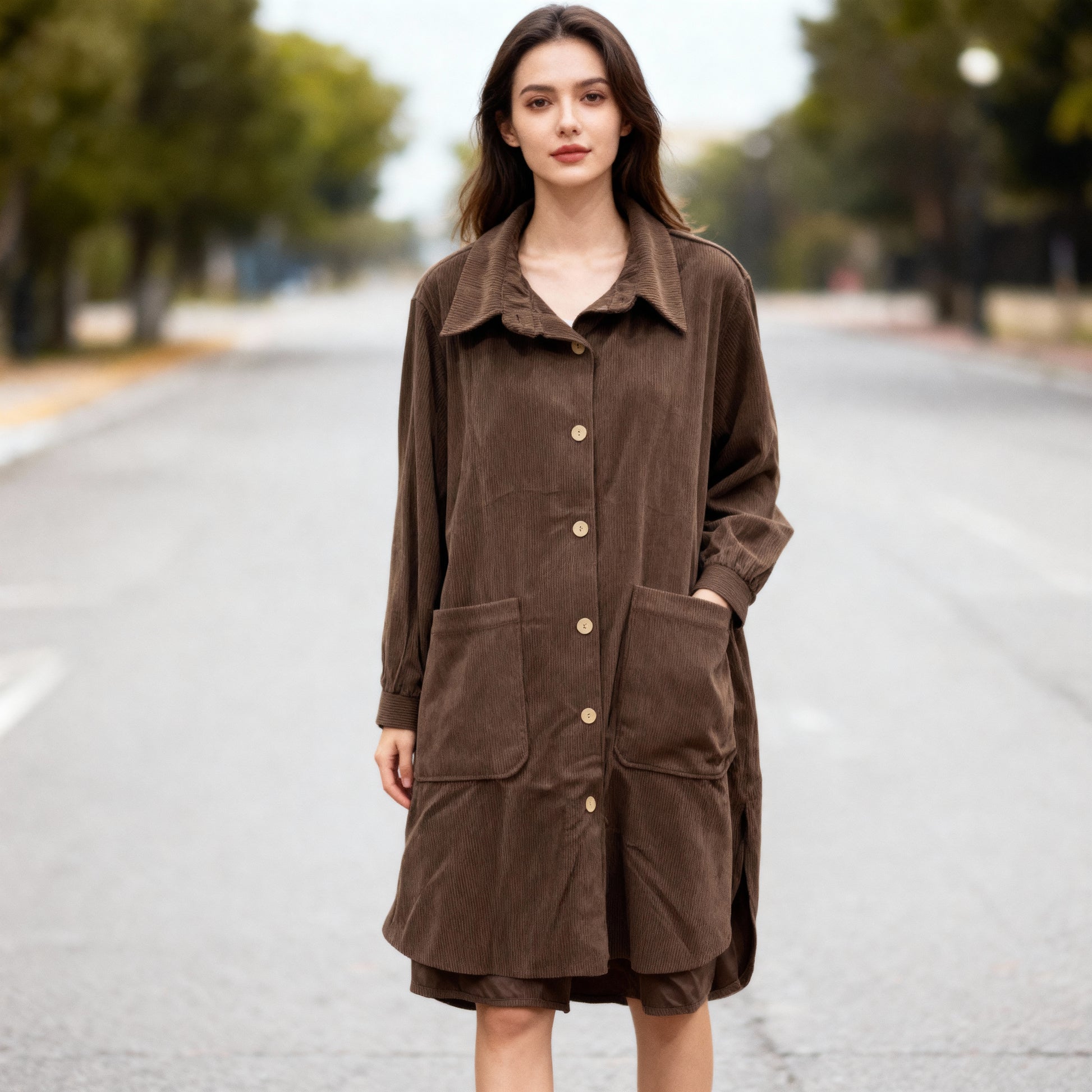 Corduroy Oversized Button-Down Jacket