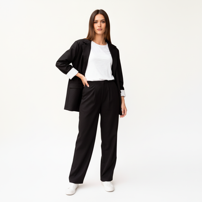 Oversized Cotton Blend Blazer Set