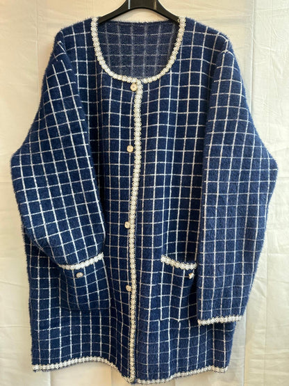 Oversized Relaxed Fit Statement Pearl Button Cardigan