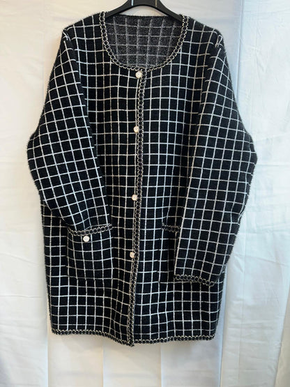 Oversized Relaxed Fit Statement Pearl Button Cardigan