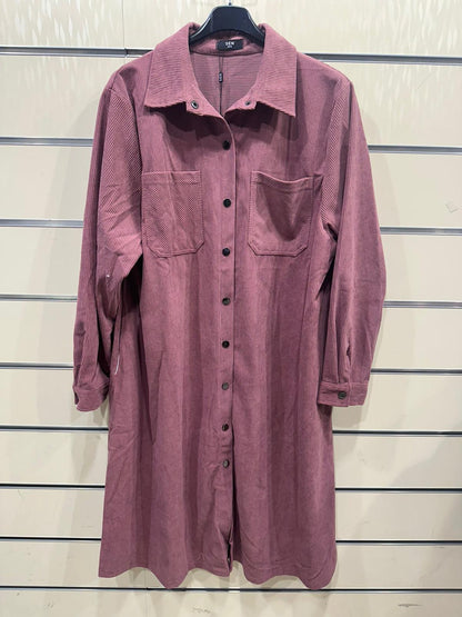 Corduroy Long Button-Down Shirt Dress