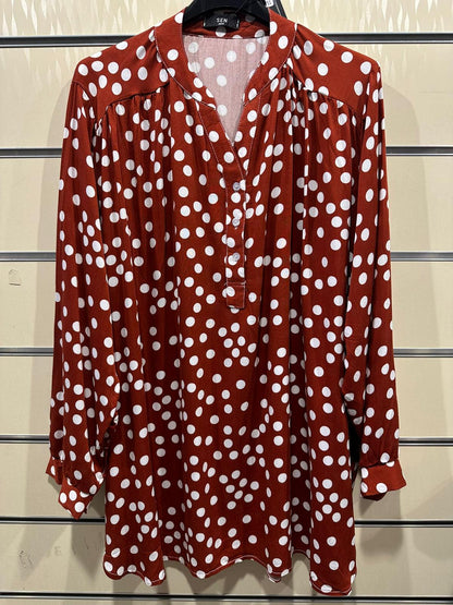 Polka Dot Viscose Long Tunic Top