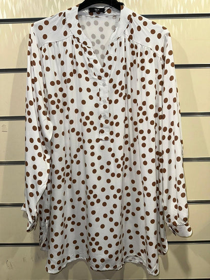 Polka Dot Viscose Long Tunic Top