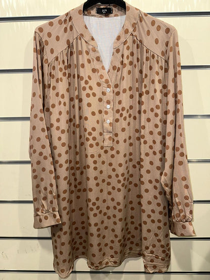Polka Dot Viscose Long Tunic Top