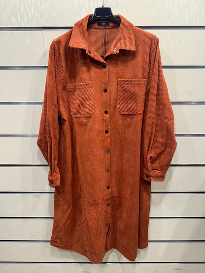 Corduroy Long Button-Down Shirt Dress