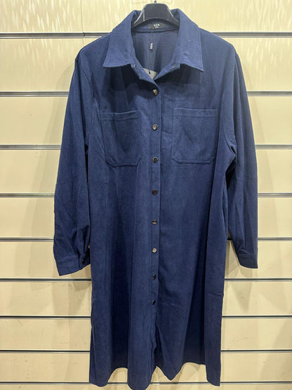 Corduroy Long Button-Down Shirt Dress