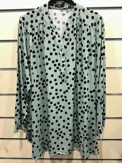 Polka Dot Viscose Long Tunic Top