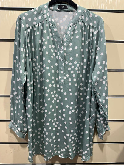 Polka Dot Viscose Long Tunic Top
