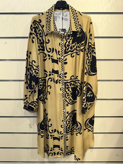 Oversized Printed Shirt Dress – Multi-Color Selection