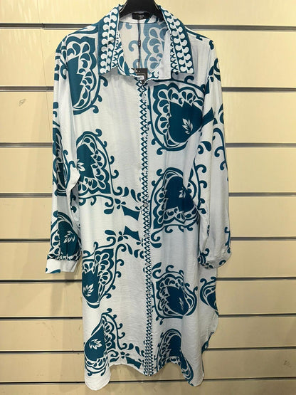 Oversized Printed Shirt Dress – Multi-Color Selection