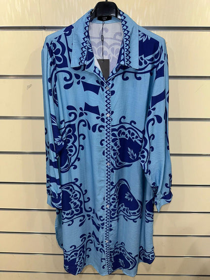 Oversized Printed Shirt Dress – Multi-Color Selection