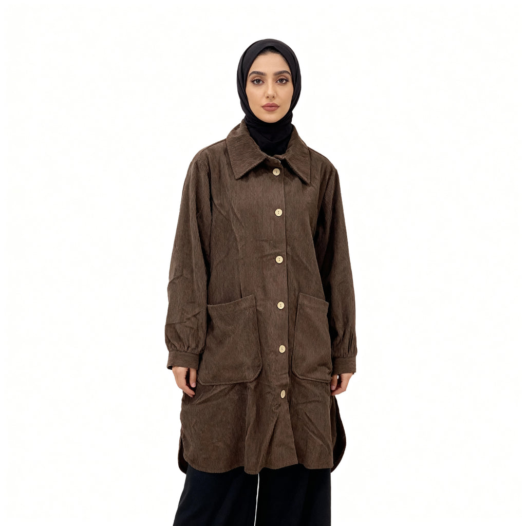 Corduroy Oversized Button-Down Jacket