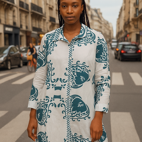 Aria Baroque Print Shirt Dress - Midi Button-Down Dress
