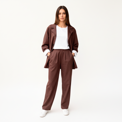 Oversized Cotton Blend Blazer Set