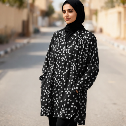 Polka Dot Viscose Long Tunic Top