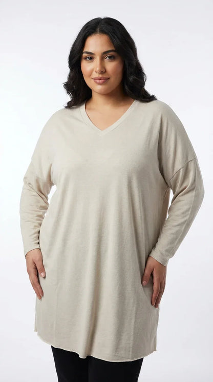 Oversized V-Neck Relaxed Tee – Soft Lightweight Essential - 789