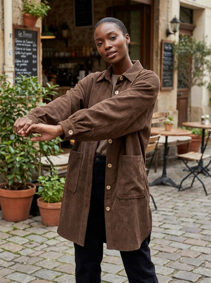 Corduroy Oversized Button Down Jacket