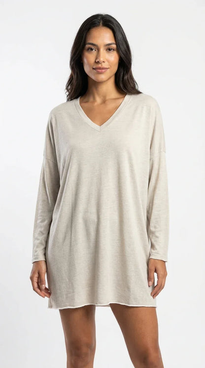 Oversized V-Neck Relaxed Tee – Soft Lightweight Essential - 789