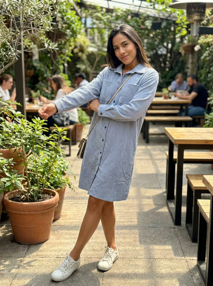 Corduroy Button Down Shirt Dress