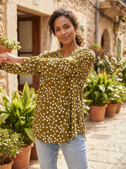 Polka Dot Viscose Long Tunic Top
