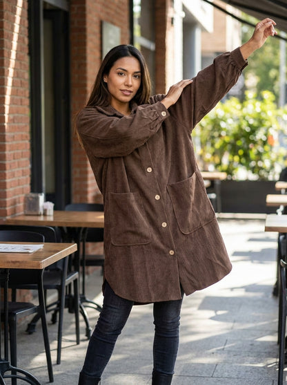 Corduroy Oversized Button Down Jacket