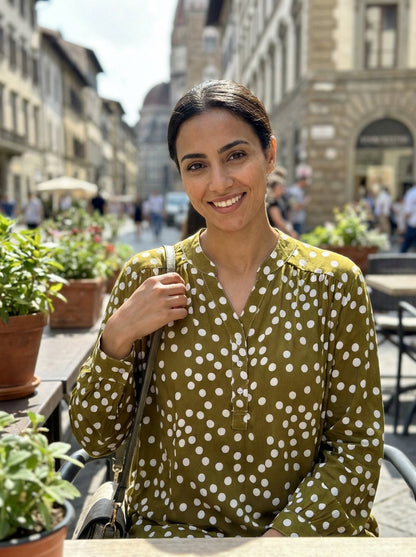 Polka Dot Viscose Long Tunic Top