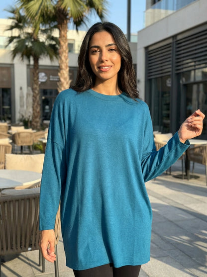 Relaxed Fit Round Neck Long Sleeve Tunic