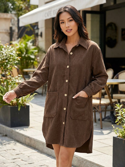 Corduroy Oversized Button Down Jacket