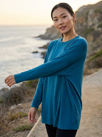 Relaxed Fit Round Neck Long Sleeve Tunic